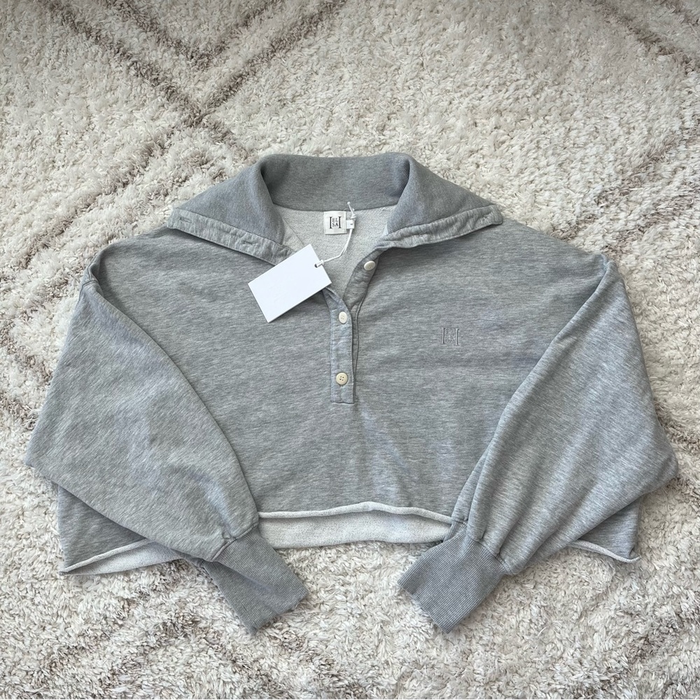 Helsa Studio Organic Enzyme Oversized Henley in Heather Grey